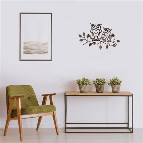 Metal Owl Decor Metal Owl Wall Art Decor for Home Living Room Bedroom - Picture 7 of 8